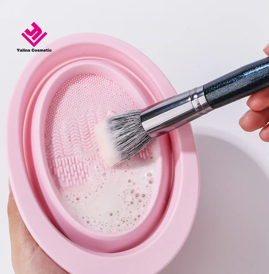 Scrubber Bowl Makeup Brush Cleaner Silicone Foundation Makeup Brush Disk Make up Washing Brush Gel Cleaning Mat Hand Tool