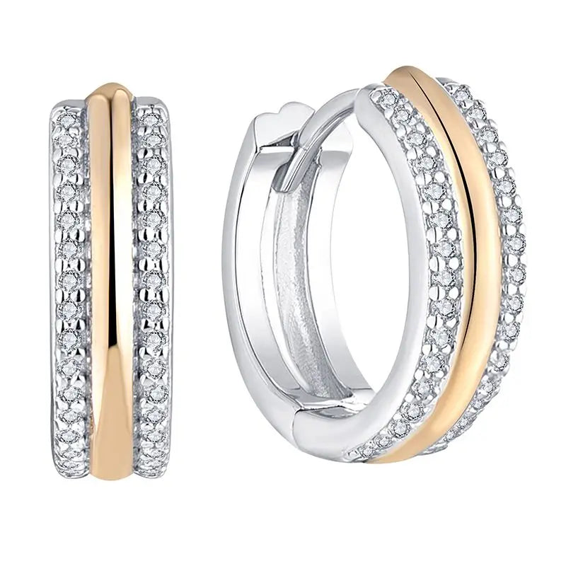 Hot Sale 925 Sterling Silver Geometric Earrings Micro-Inlaid White Zircon Hoop Earrings Women Jewelry