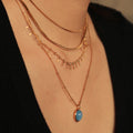 Chris April in Stock PVD Gold Plated 316L Stainless Steel Minimalist Blue Oval Aquamarine Pendant Necklaces with Snake Chain