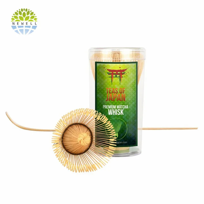 Newell Customize Packaging Cans 100 Prongs Bamboo Matcha Whisk Chasen Scoop Bowl for Customized Logo
