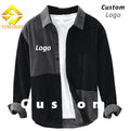 Fengway Custom Trendy Men's Spring Corduroy Long Sleeve Casual Shirt with Patchwork Design Eco-Friendly & Breathable Loose Fit