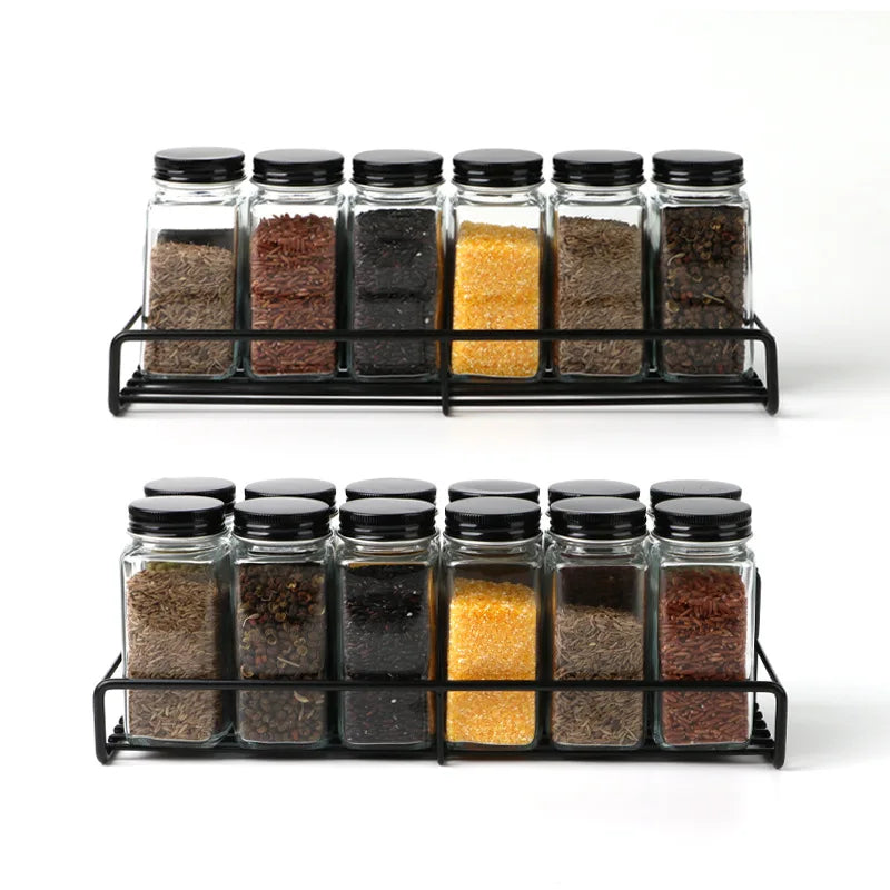 Kitchen Storage 2 Pack Black Metal Moveable Fridge Magnetic Spice Racks for Refrigerator  Magnetic Spice Rack Organizer Basket