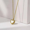 Tarnish Free Gold Plated Stainless Steel Choker Necklace Fashion Heart Shell Pendant Necklace for Women Colier Pour Femme