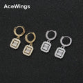 E030 CZ Earrings Female Brass Setting Zircon Charm Earrings Hip Hop Iced Out