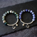 10mm Solidate Stone Stainless Beads Sea and Mountain Couple Magetic Lover Bracelet ST244