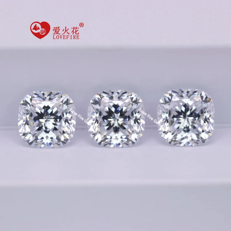 Wuzhou Cubic Zirconia Loose Cz Gemstone Beautiful White Color Cushion Princess Cut 5a Cubic Zirconia Gemstone