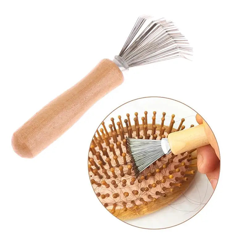 Hair Brush Cleaner Tool Cleaning Comb Cleaner Brushes Mini Hair Dirt Remover Brush with Metal Wire Rake for Home and Salon Use