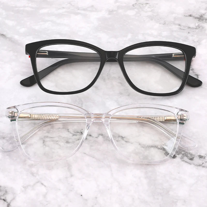YC Ready Stock Transparent Cute Eyewear clear Eye Glasses CE Certification Womens Mens Acetate Glasses Frames