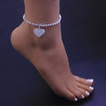 Fashion 18K Gold Plated Brass Shiny Rhinestone Heart Anklet Bracelet Crystal Love Heart Pendant Classic for Women