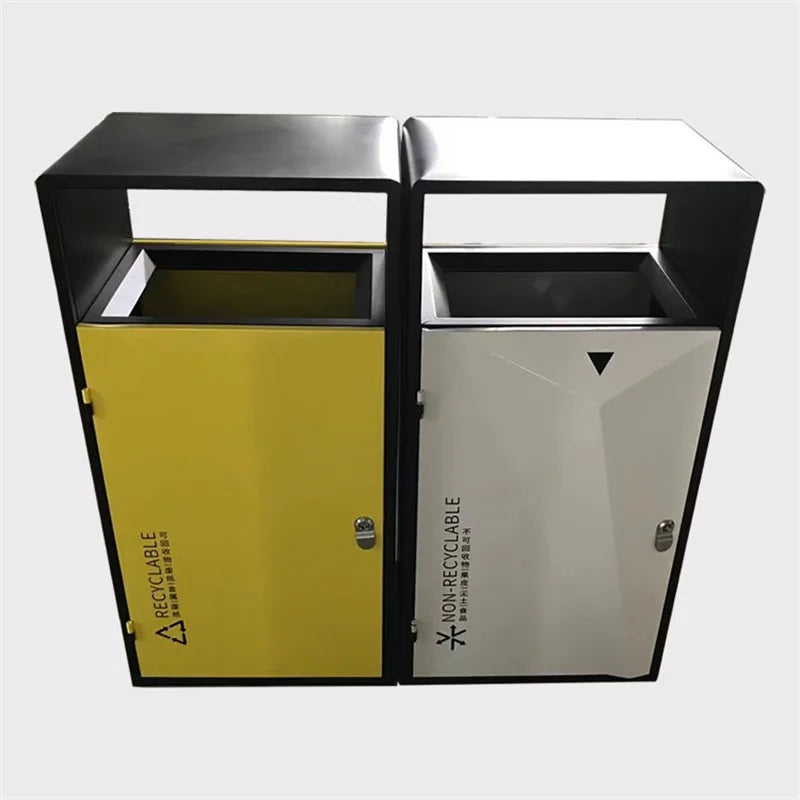 Outdoor Metal Trash Receptacle Garbage Can Outside Garden Street Recycle Waste Bin Patio Commercial Steel Dustbin with Ashtray