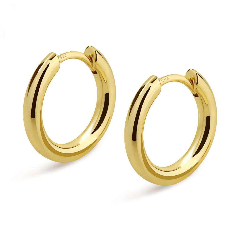 KRKC Hip Hop Fashion Jewelry 15mm Large Chunky Real 14k White Gold Wholesale Earrings 925 Sterling Silver Mens Big Hoop Earrings