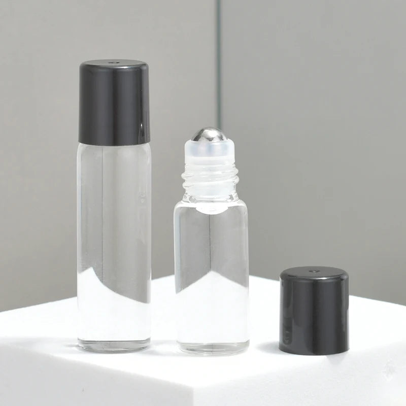 Hot Sale Empty Transparent Perfume Glass Roller Bottle 1ml 2ml 3.5ml 5ml with Black Lid