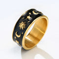 Wholesale Bague Acier Inoxydable Fashion Jewelry Star Sun and Moon Ring for Girls