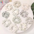 Qiyue Print Flower Tie Knitted Cotton Scrunchie for Women Girls 2021 New Design Cute Hair Accessories for Lady Girls