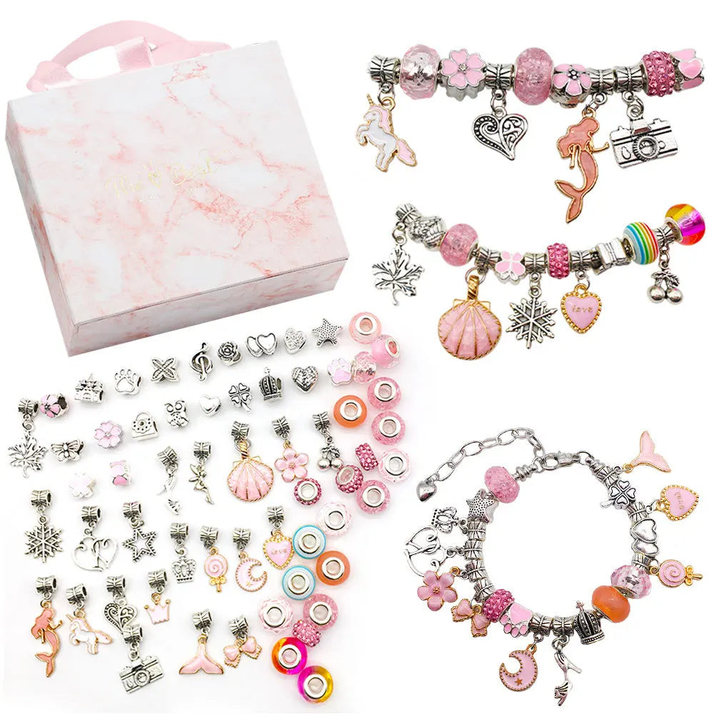 Bracelet Beads Jewelry Charms Necklace Earrings Making Birthday Gift for Girls DIY Charm Jewelry Bracelet Making Kit