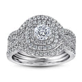 2024 Women's Sterling Silver 925 Engagement Wedding Ring Set Halo Cluster AAAAA Cubic Zirconia Rhodium Bridal Jewelry Parties