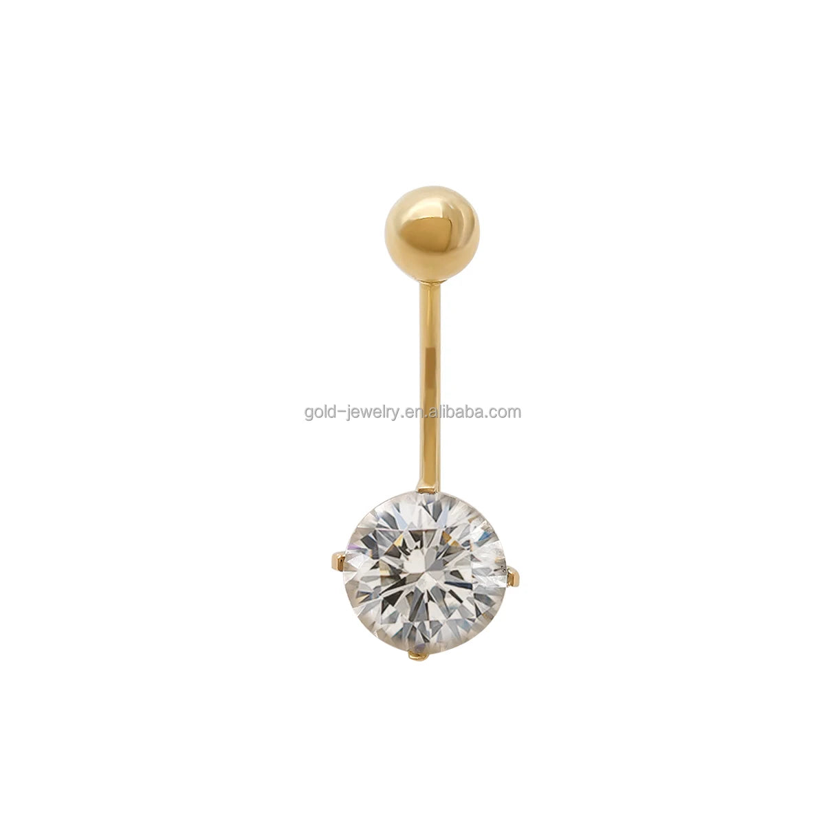 New Arrival AU585 14K Real Yellow Gold Fine Jewelry Piercing Cubic Zircon Ring Body Jewelry Hot Selling