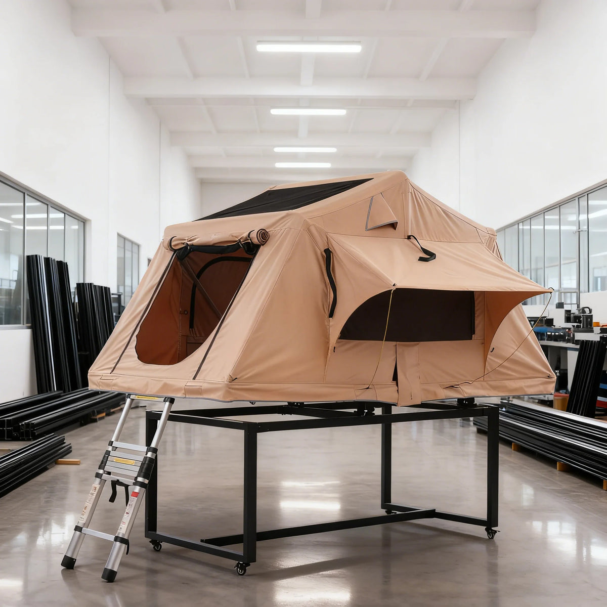 140*240*126cm Pu Coating Oxford Aluminum Pole Mounted Folding Auto Car Rooftop Tent Prices