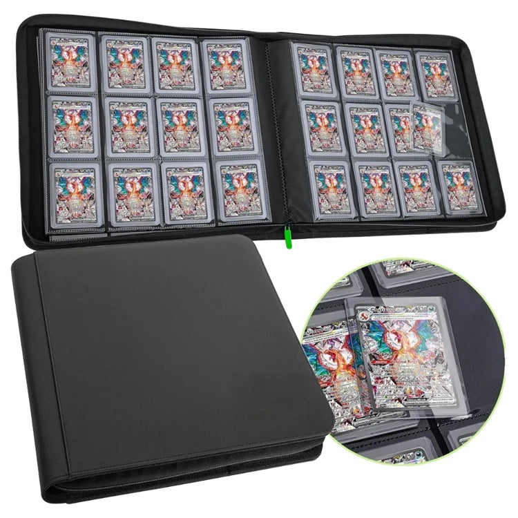 Custom 12 Pocket Zippered PU Leather Trading Card Binder 336 Pockets Toploader Photo Album for Baseball Trading Cards
