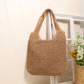 Wholesale Women Fashion Beach Shoulder Handmade Straw Handbag Hand-woven Summer Spring Autumn Zip Portable Two-Strap