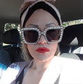 Newest Oversize Retro Square Rhinestone Bling Sun Glasses Woman Luxury Ladies Sunglasses 2024 for Women