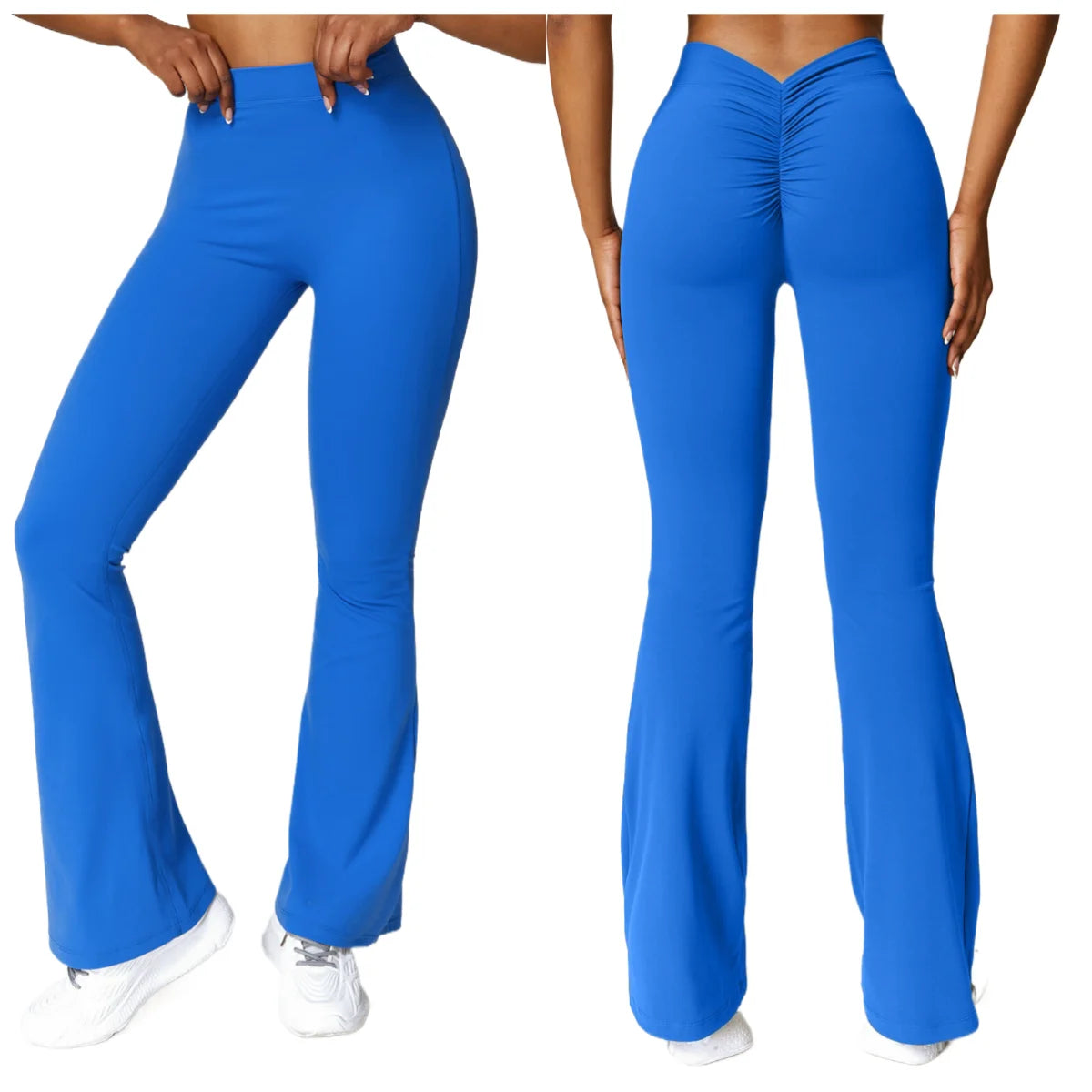Womens Flare Leggings With Tummy Control V Back High Waist and Wide Leg Flare Yoga Pants