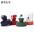 Digu Transparent Glass Cover Jewelry Display Props Ring Necklace Display Stand Jewelry Tray with Art Decoration Dustproof Cover
