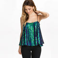 Fashion Women's Casual Eco-Friendly Breathable Sequin Camisole Tank Top-Short Loose Fit with Flared Hem
