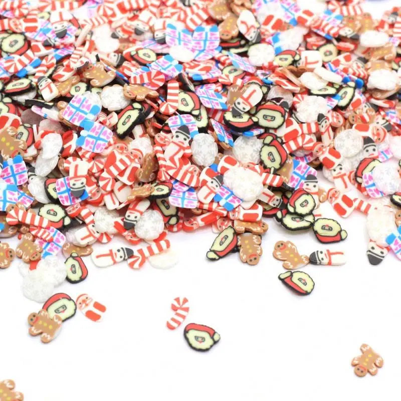 Christmas Serie Santa  Snowman Snowflake Cane Polymer Clay Sprinkle for Kids Diy Soft Clay Nail Art Scrapbook Decoration