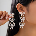 Elegant Multilayer Imitated Pearl Bow Knot Pendants Earrings for Women Trendy Lady Party Wear in Ear Fashion Jewelry Accessories