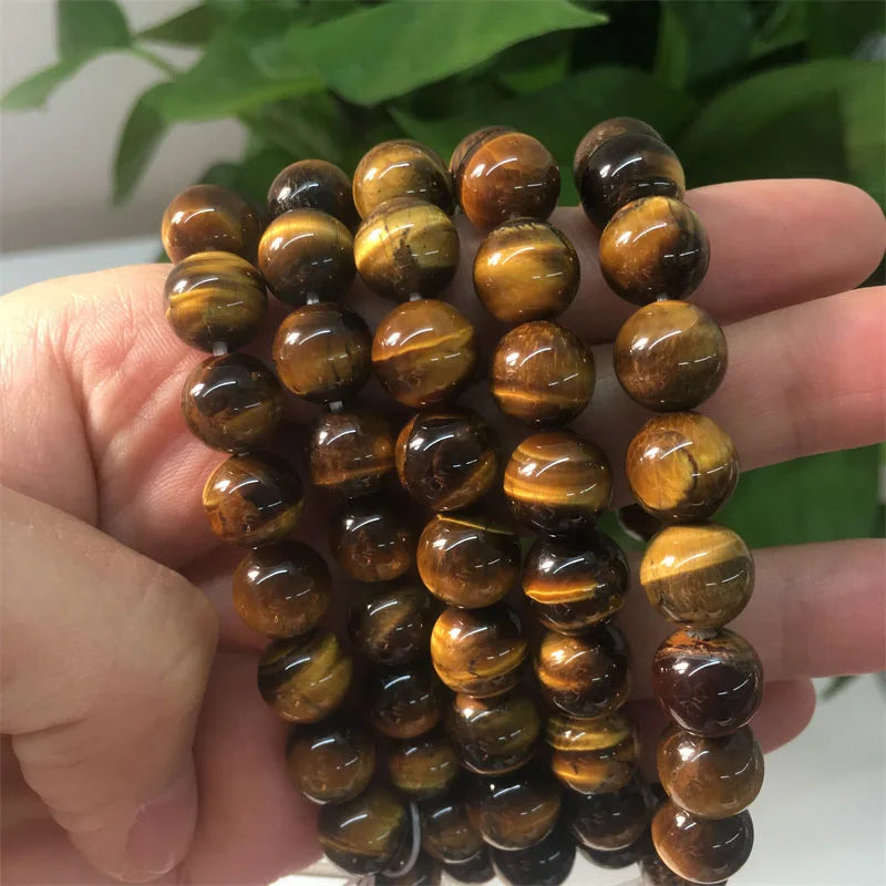 Natural Yellow Tiger Eye Bracelet Healing Stone Lucky Gift Car Decoration Crystal Bead Bracelet