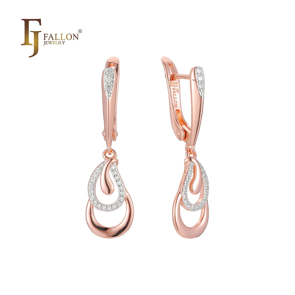 FJ Fallon Fashion Jewelry Earrings Plated in Rose Gold Two Tone Brass Based