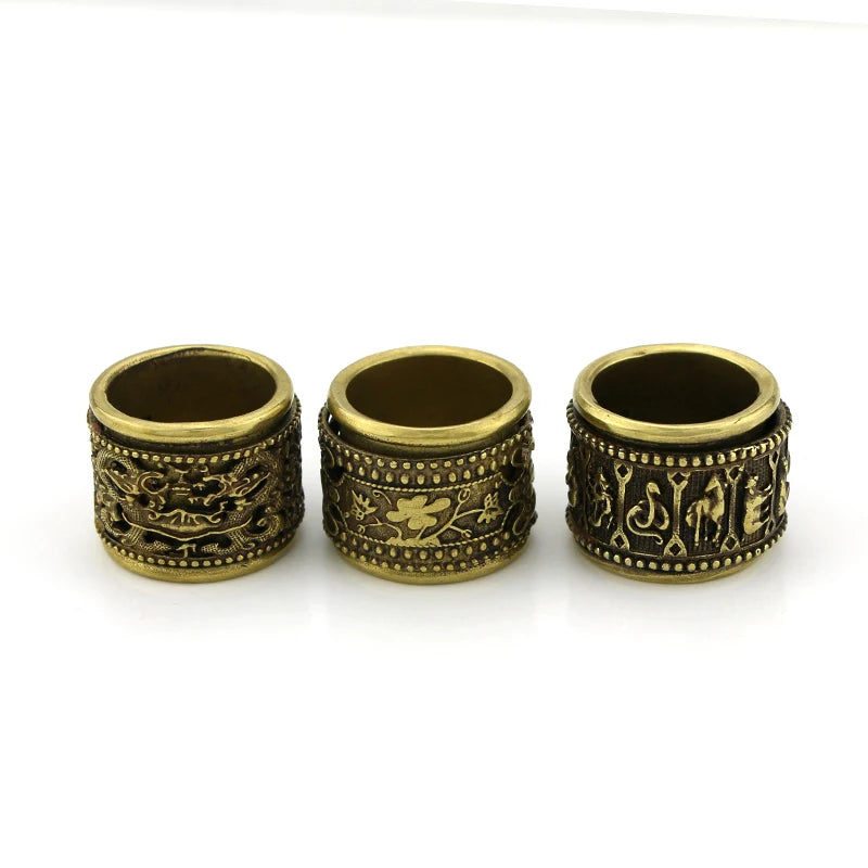 Zodiac Double Dragon Double-layer Rotatable Antique Copper Pattern Ring