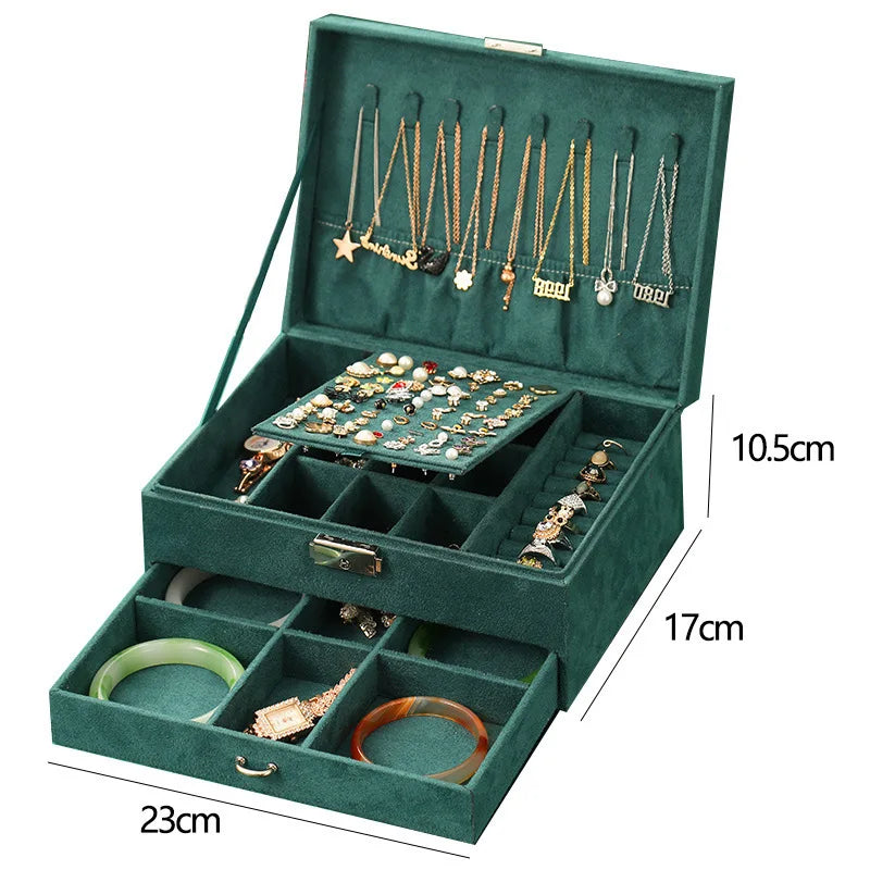 Wholesale Large Capacity Retro Flannel Cross Mirror Jewelry and Makeup Organizer Korean Style MTI-Layer for Cosmetics