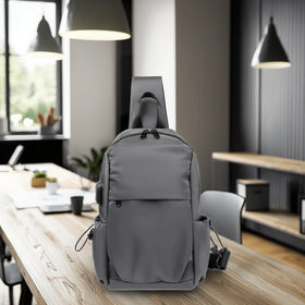 RTS Inventory Good Quality Fashion Men's Office Cross Body Chest Pack Nylon Daily Life Outdoor Walking Shoulder Sling Bag USB