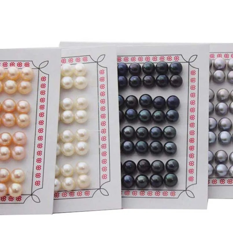 Pair of 2pcs Natural Freshwater Loose Pearls Button Shape 7-12mm Gold Half Drilled Hole Beautiful Beads for Jewelry Making