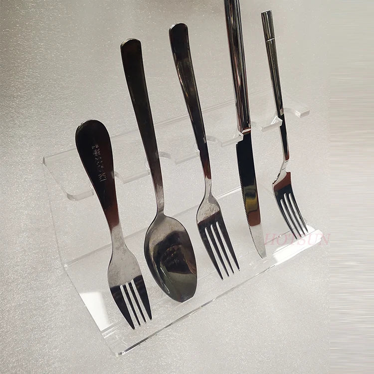 Clear Acrylic Fork Collection Display Stand Flatware Organizer Rack Acrylic Cutlery Holder