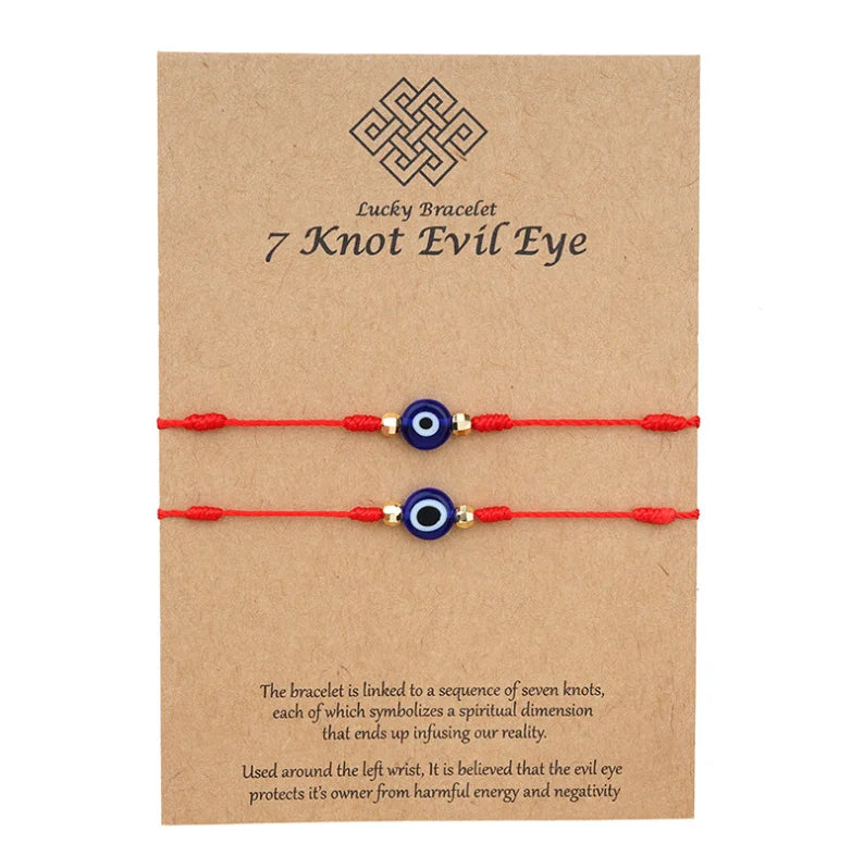 Factory Directly Supply 7 Knot Evil Eye Lucky Red String Woven Bracelet