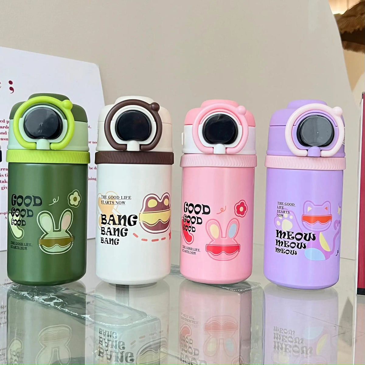 Double Wall 350ml Water Bottle Vacuum Insulated Stainless Steel Bottle with Handle Lid Large Capacity Leak Proof Sports Bottle