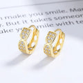 American European Fine Jewelry 925 Sterling Silver Earring Geometric Full Zircon Gold Plated Hoop Earrings for Women