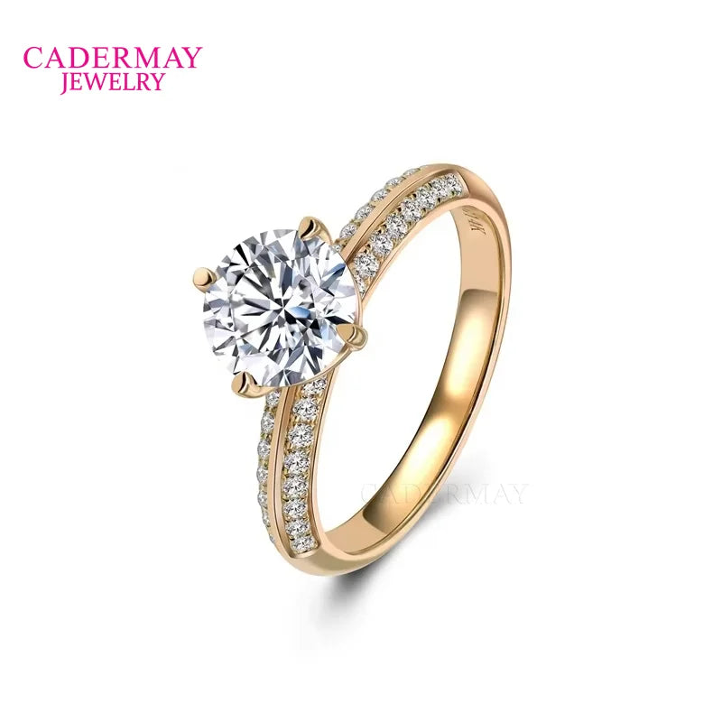 Classic Style 4 Claws 2ct Round Moissanite 14k/18k Rose Gold Engagement Wedding Ring Band Women Girls Luxury Jewelry