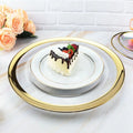 Minimalist Classic Tableware 200pcs Round Wedding Glass Plate Chargers Glass Under Plates Gold Rim 13inch Charger Plates