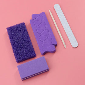 Wholesale 5pcs Manicure Pedicure Sanding Paper Buff Toe Separator Wood Stick Pumice Stone Nail File Set