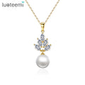 LUOTEEMI Necklace Charm Trendy 2026 Best Selling Matching Summer Zirconia Jewelry Zircon Imitation Pearl Pendant