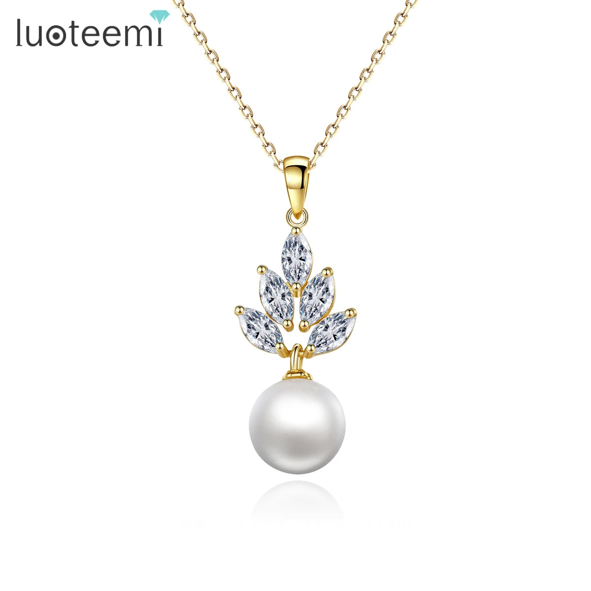 LUOTEEMI Necklace Charm Trendy 2026 Best Selling Matching Summer Zirconia Jewelry Zircon Imitation Pearl Pendant