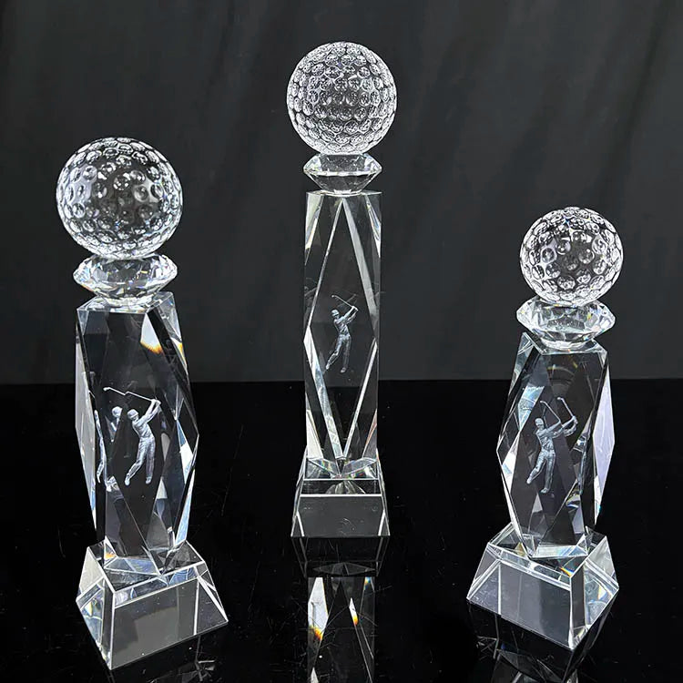 Laser Golfer Crystal Golf Ball Crystal Glass Awards Trophies MH-NJ0746