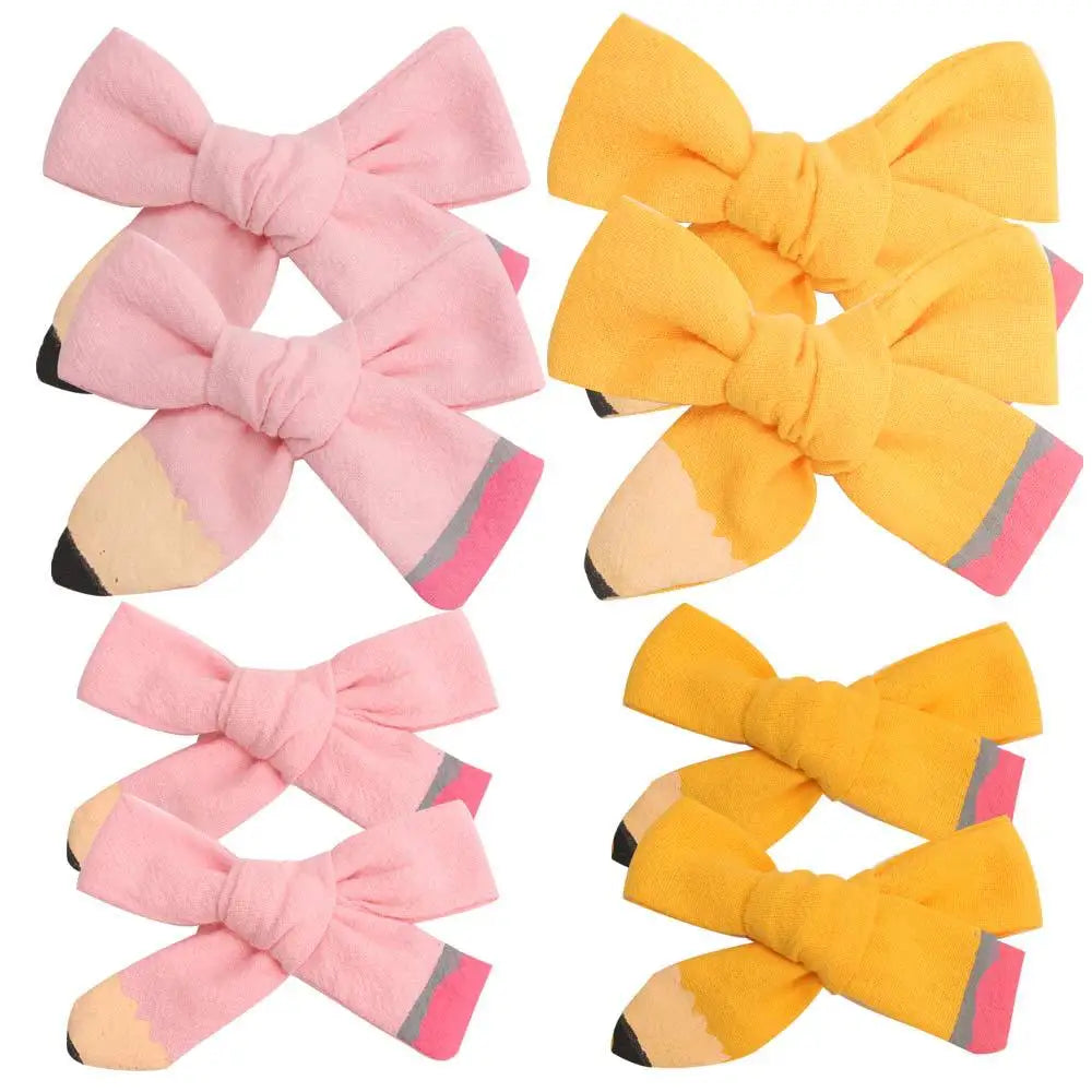 Fashion Pencil Hair Bow Alligator Clip Back School Bows Hair Clips