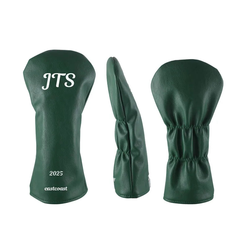 Customized Logo and Green Pu Durable Soft Leather Velvet Lining Golf Driver Headcover