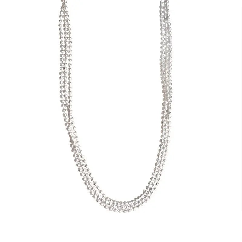 925 Sterling Silver Three-layer Glitter Bead Necklace Female 2021 New Minimalist Ins Design Temperament Neck Chain