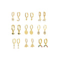 Sparkling Moon & Star Charms Huggie Hoop Earrings for Women Copper Dangle Hoops for Teen Girls